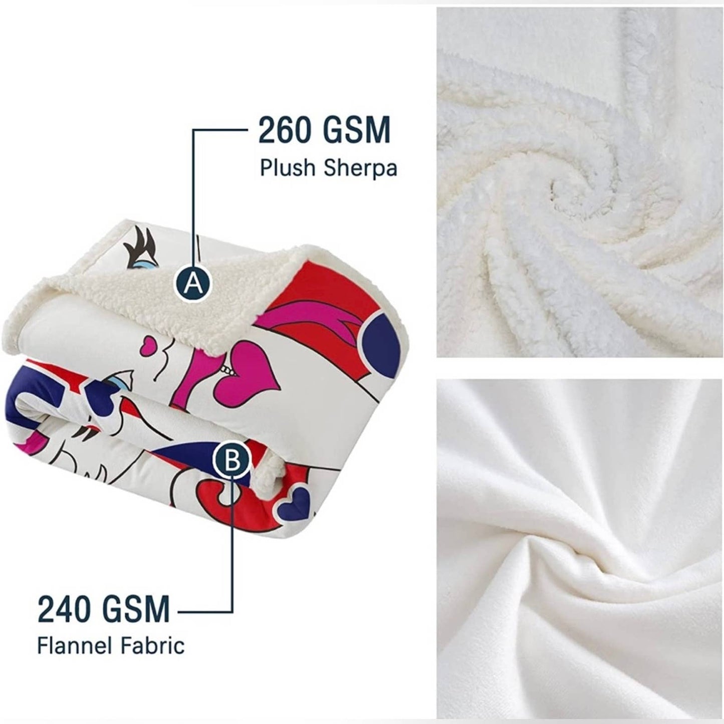 SOULZZZ Fuzzy Cat Sherpa Blanket Throw (British White Cat, 50x60 Inches)