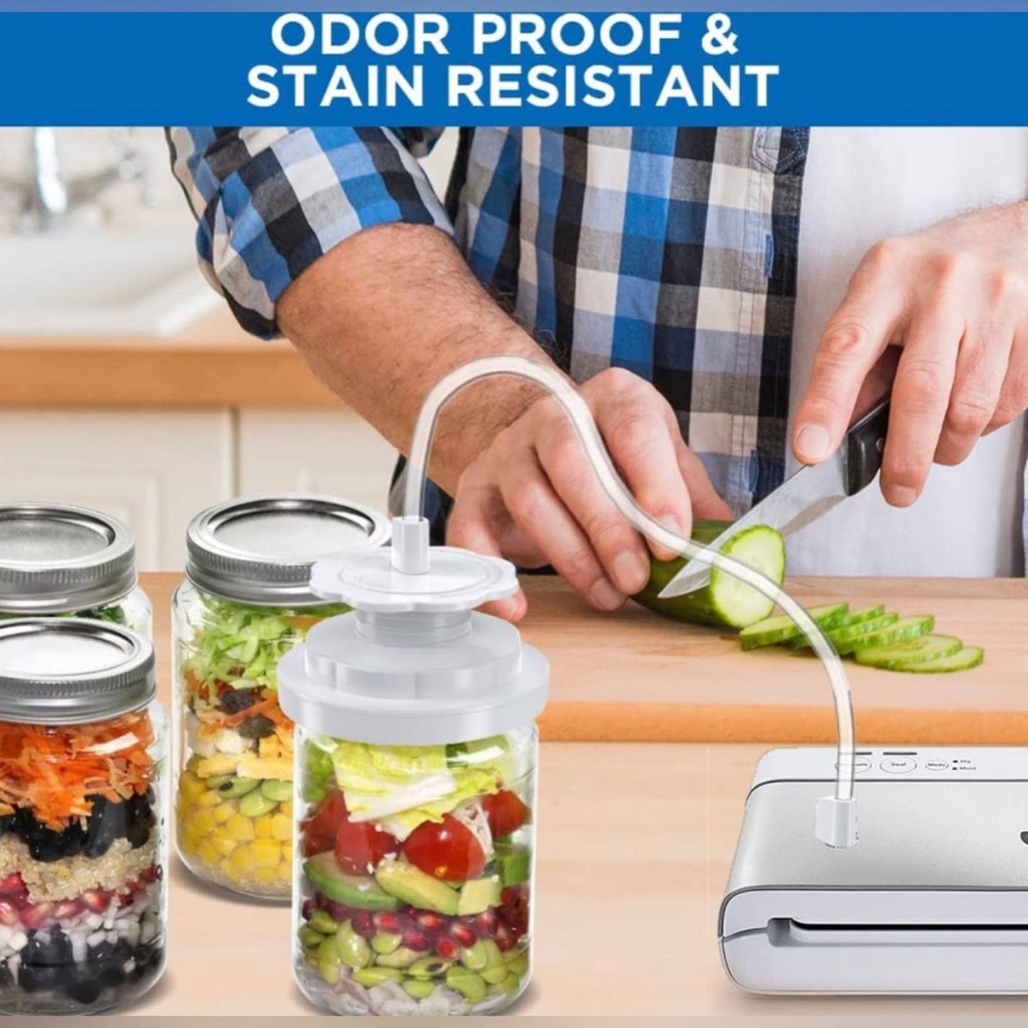 Atecess Jar Sealer Compatiable for FoodSaver Vacuum Sealer (TC-White+Pump)