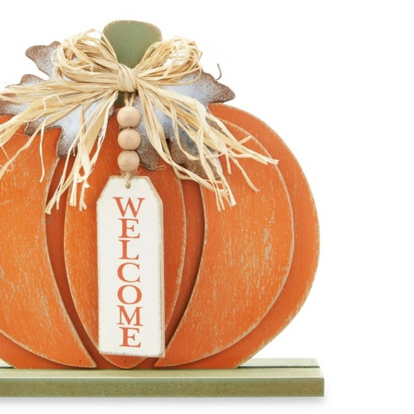 Way to Celebrate Harvest 9inch Welcome Orange Wood Pumpkin Tabletop Decoration