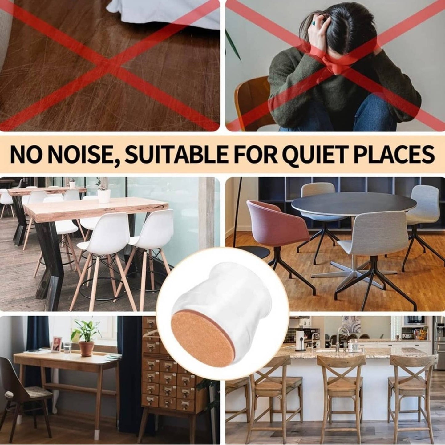 16 Packs Chair Legs Floor Protectors ,Silicone Furniture Pads for Hardwood Floor