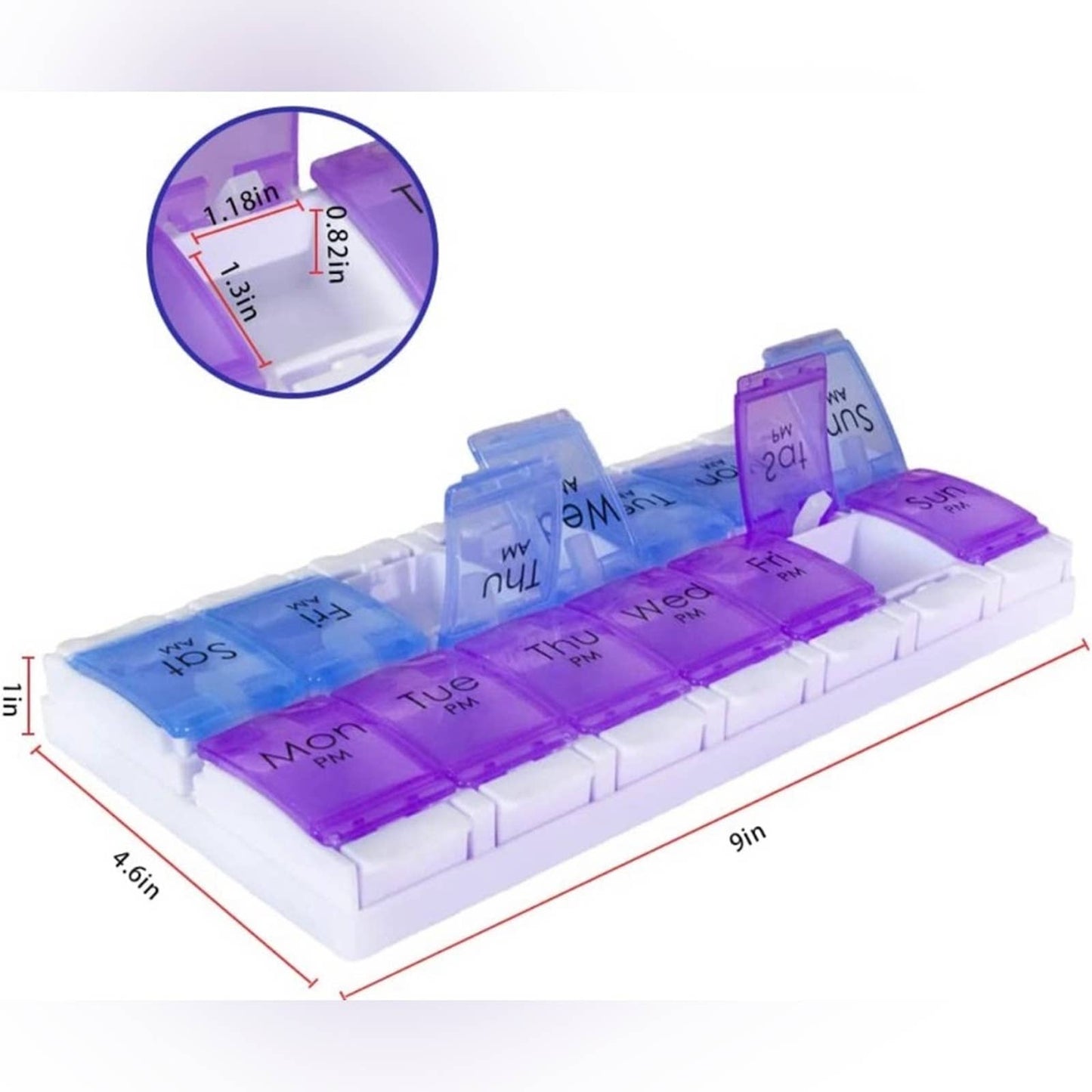 Daily Vitamin Box AM PM Pill Case Organizer Weekly Pop Up 7 Day (5.Purple/Blue)