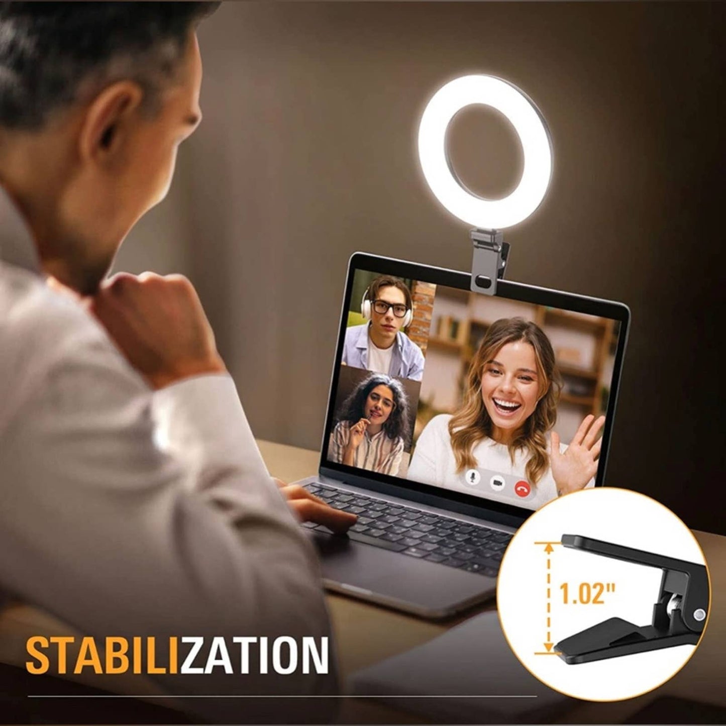 Kaiess Video Conference Lighting, 6.5" Clip on Ring Light for Computer Laptop