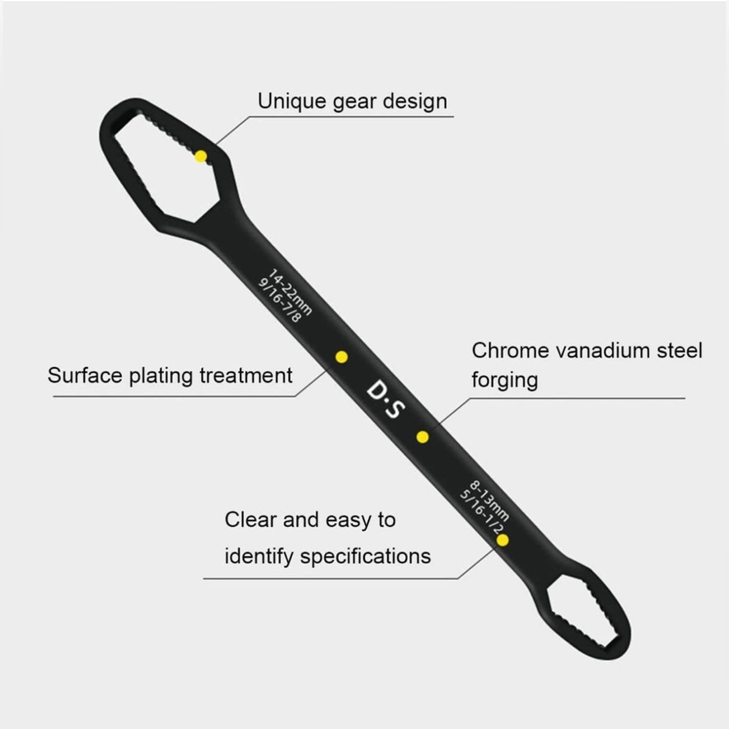 Darrenxjj Double-Head Wrench,Universal Torx Wrench Double-head 8-22mm (2 PCS)