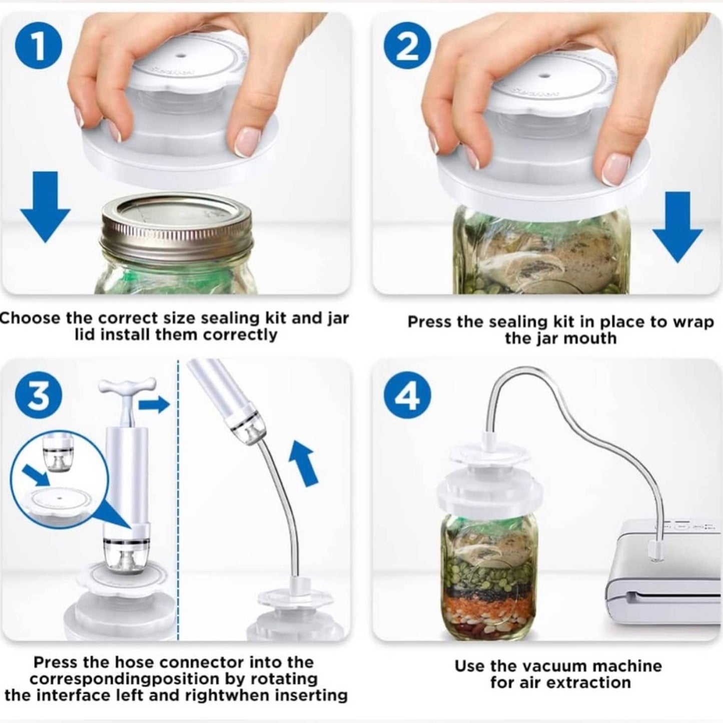 Atecess Jar Sealer Compatiable for FoodSaver Vacuum Sealer (TC-White+Pump)