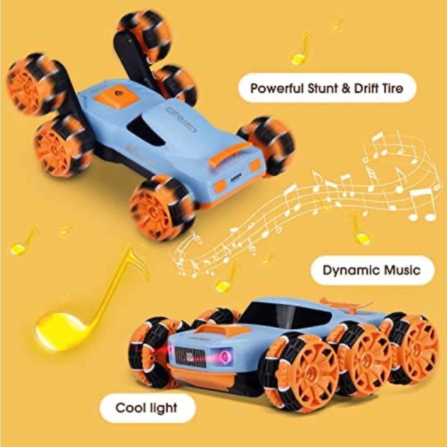 6WD Remote Control Car, RC Stunt Car 360°Rotating, Drifting, Lights, Music
