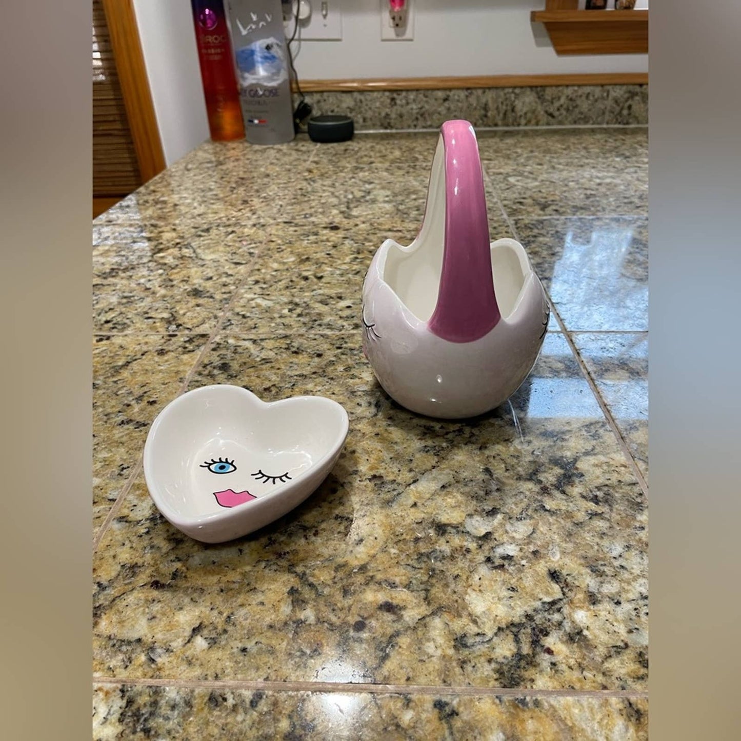 2PC Ceramic Heart Basket and Dish