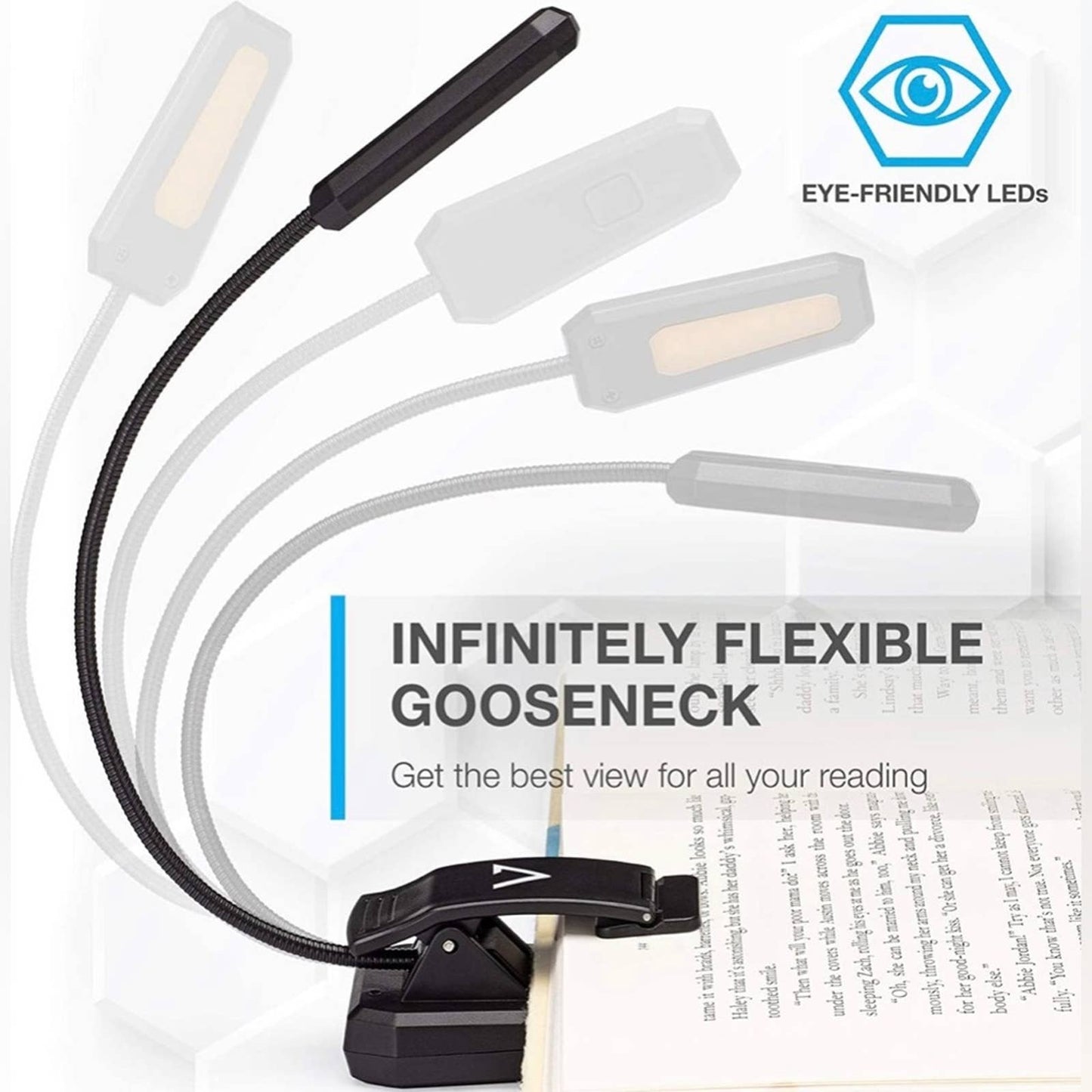 Book Light Pro, Rechargeable Reading Light, Book Light Warm Amber Light