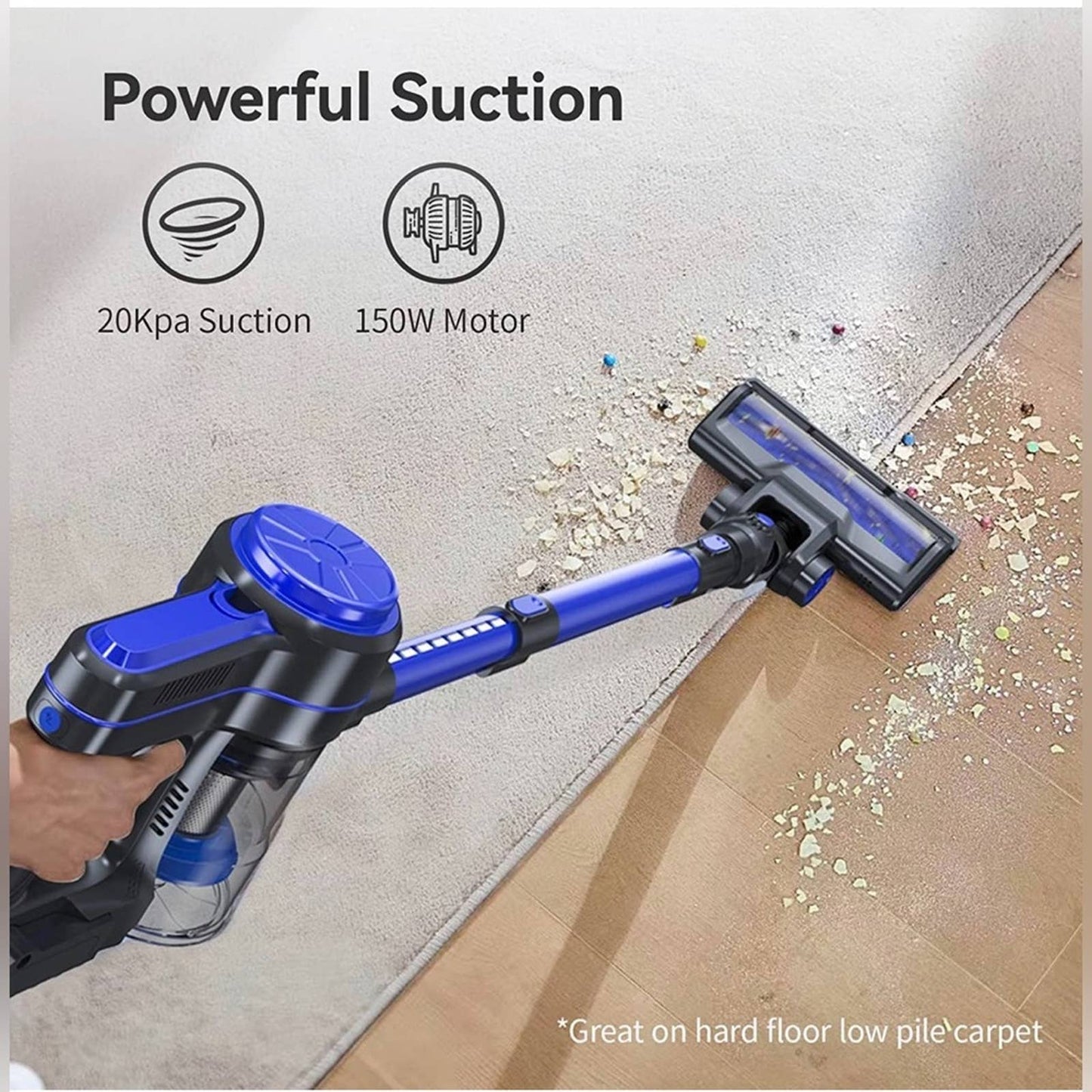 EICOBOT Cordless Vacuum Cleaner,20Kpa Powerful Suction Stick Vacuum