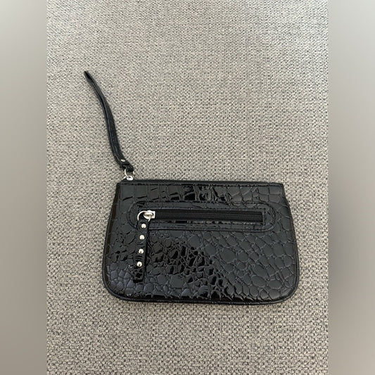 Pre-Owned Unbranded Black Embossed Croc Wristlet