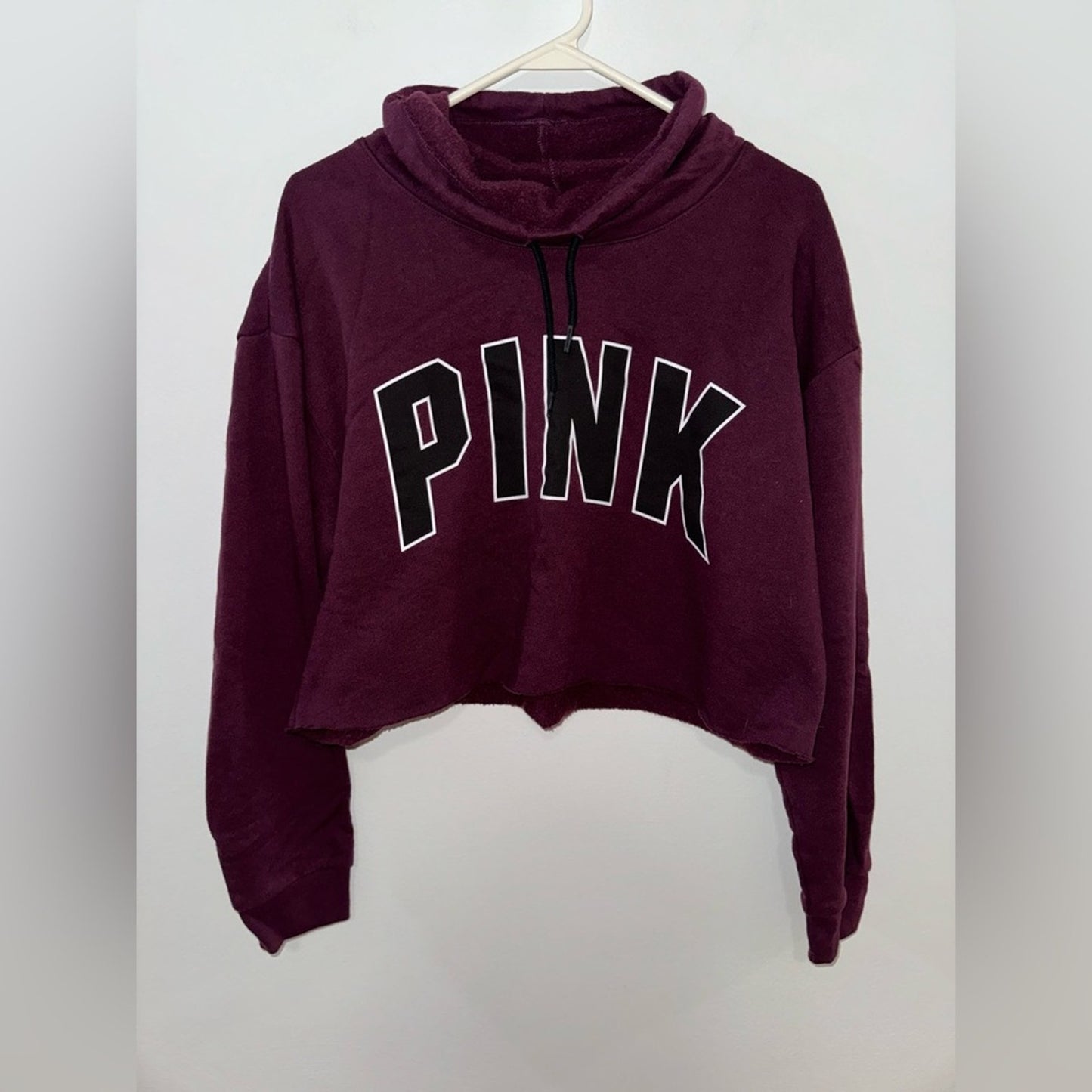 Pre-Owned MD PINK Victoria’s Secret Maroon Logo Cropped Sweat Shirt