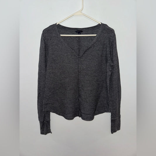 Pre-Owned LG Aeropostale Dark Grey Waffle Knit Long Sleeve Shirt