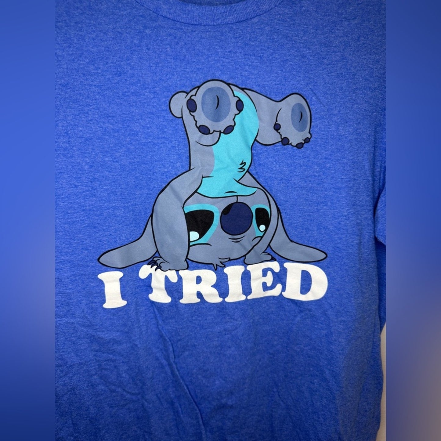 Pre-Owned MD Disney Blue Stitch “I Tried” T-Shirt