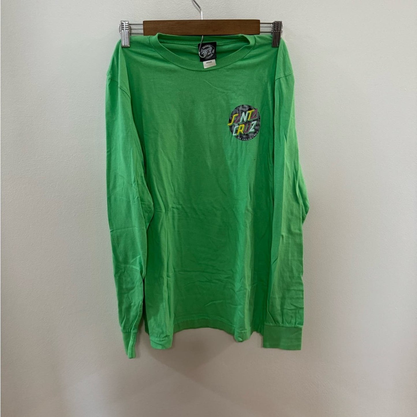 Used MD Santa Cruz Skateboards Graphic Long Sleeve Shirt Green