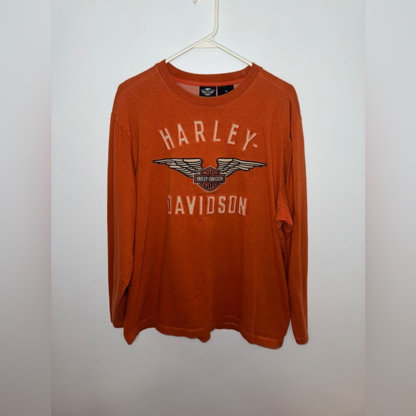 Pre-Owned XL Harley Davidson Orange Logo Long Sleeve 2012 Shirt