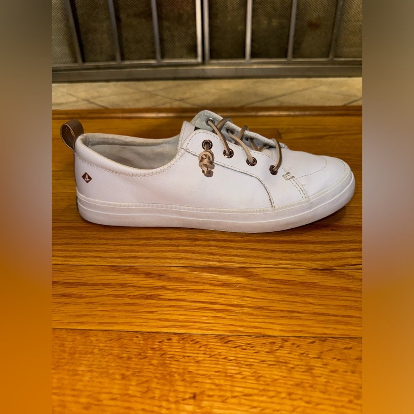 Pre-Owned Size 8W Sperry Topsider White Leather Rose Gold Shoes