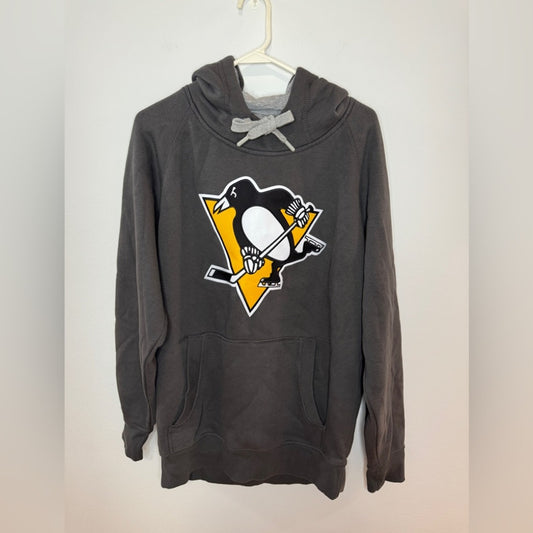 Pre-Owned LG Antigua Pittsburgh Penguins Hockey Embroidered Patch Grey Hoodie