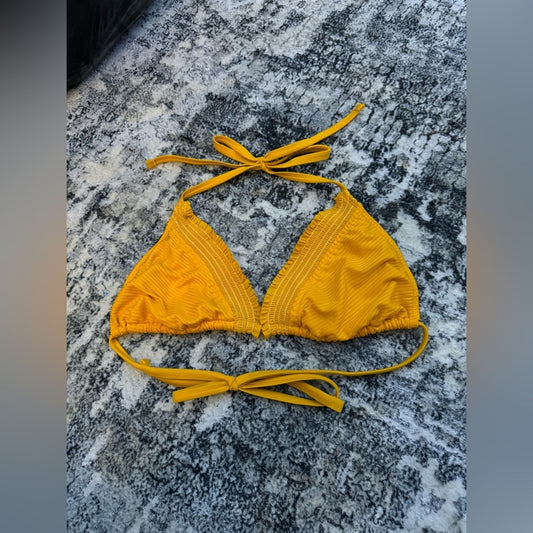 Pre-Owned LG Shade and Shore Orange Ribbed Ruffle Bikini Top