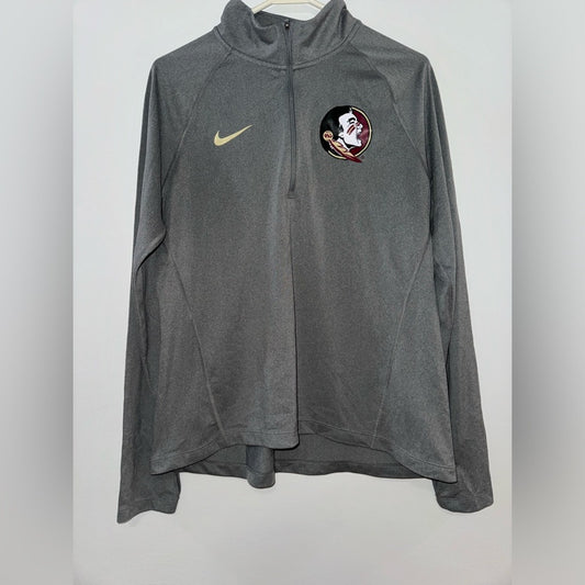 LG Nike Dri-Fit Grey Florida State University FSU Quarter Zip Long Sleeve Jacket