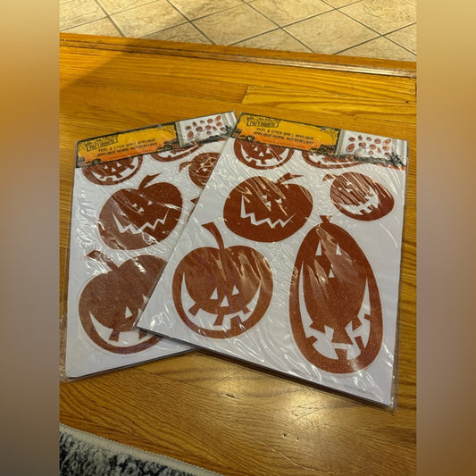 NWT Pier1 Imports Halloween Sparkle Pumpkin Glitter Peel And Stick Wall Appliqué