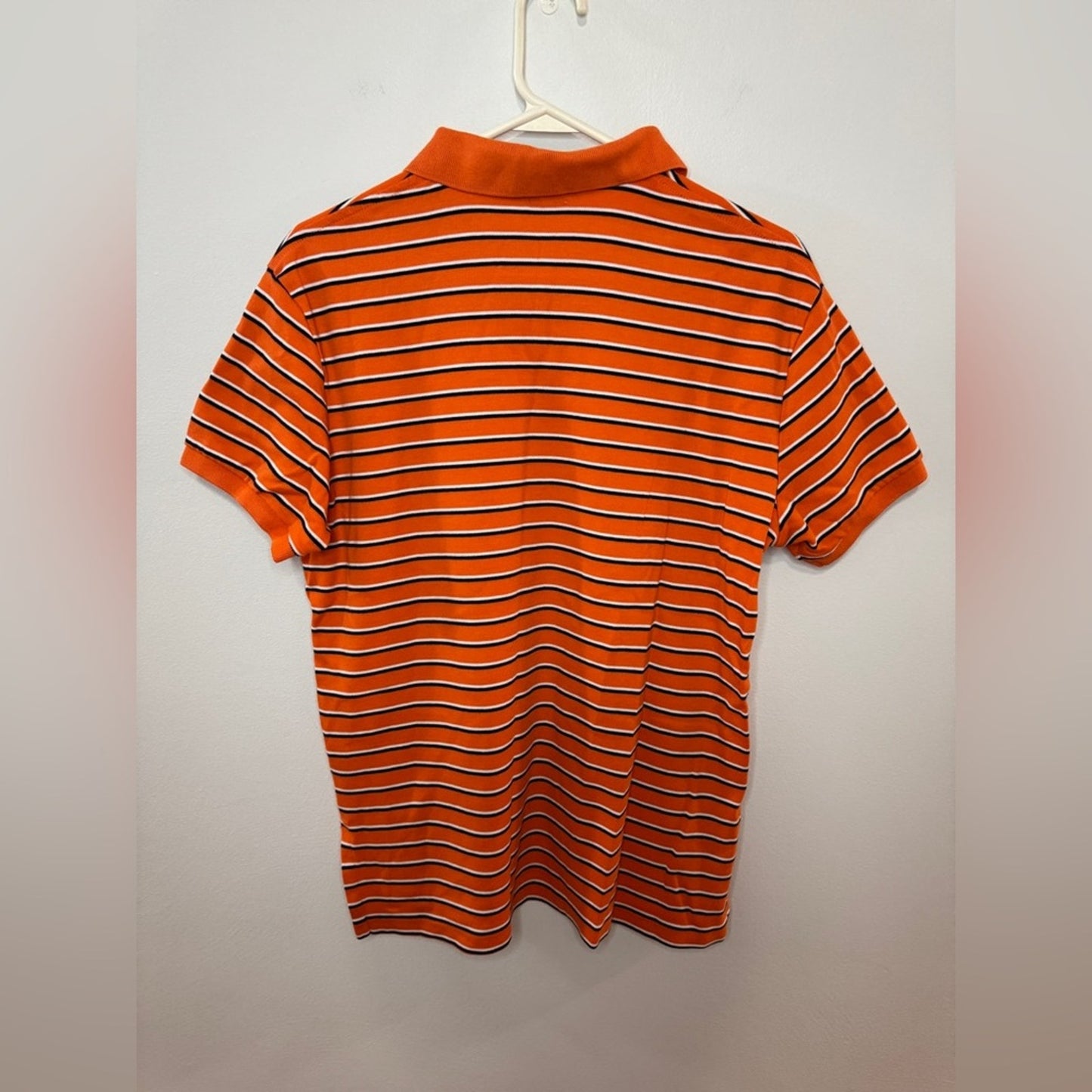 Pre-Owned Md Polo Ralph Lauren Orange Striped Custom Fit Polo Shirt