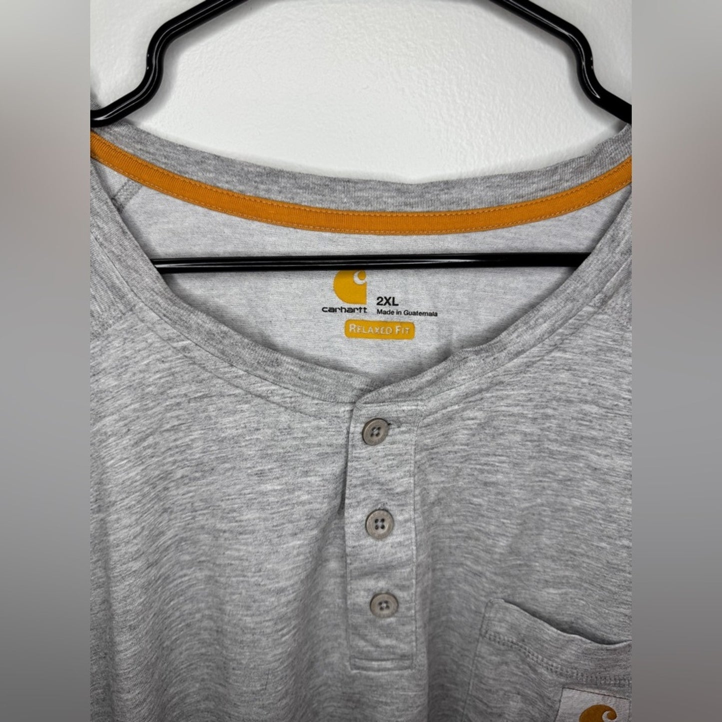 Pre-Owned XXL Carhartt Heather Grey Short Sleeve Henley Shirt