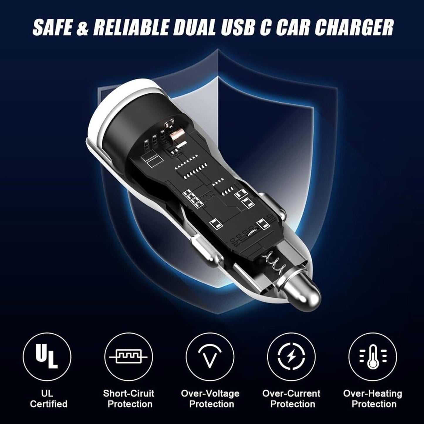 USB C Car Charger Adapter, 40W Dual USB C Car Charger & 2 Cables