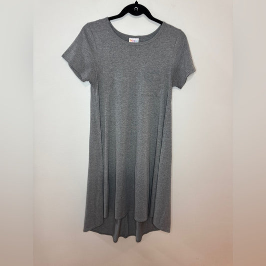 Pre-Owned XXS Lularoe Heather Grey Cap Sleeve Pocket T-Shirt Dress