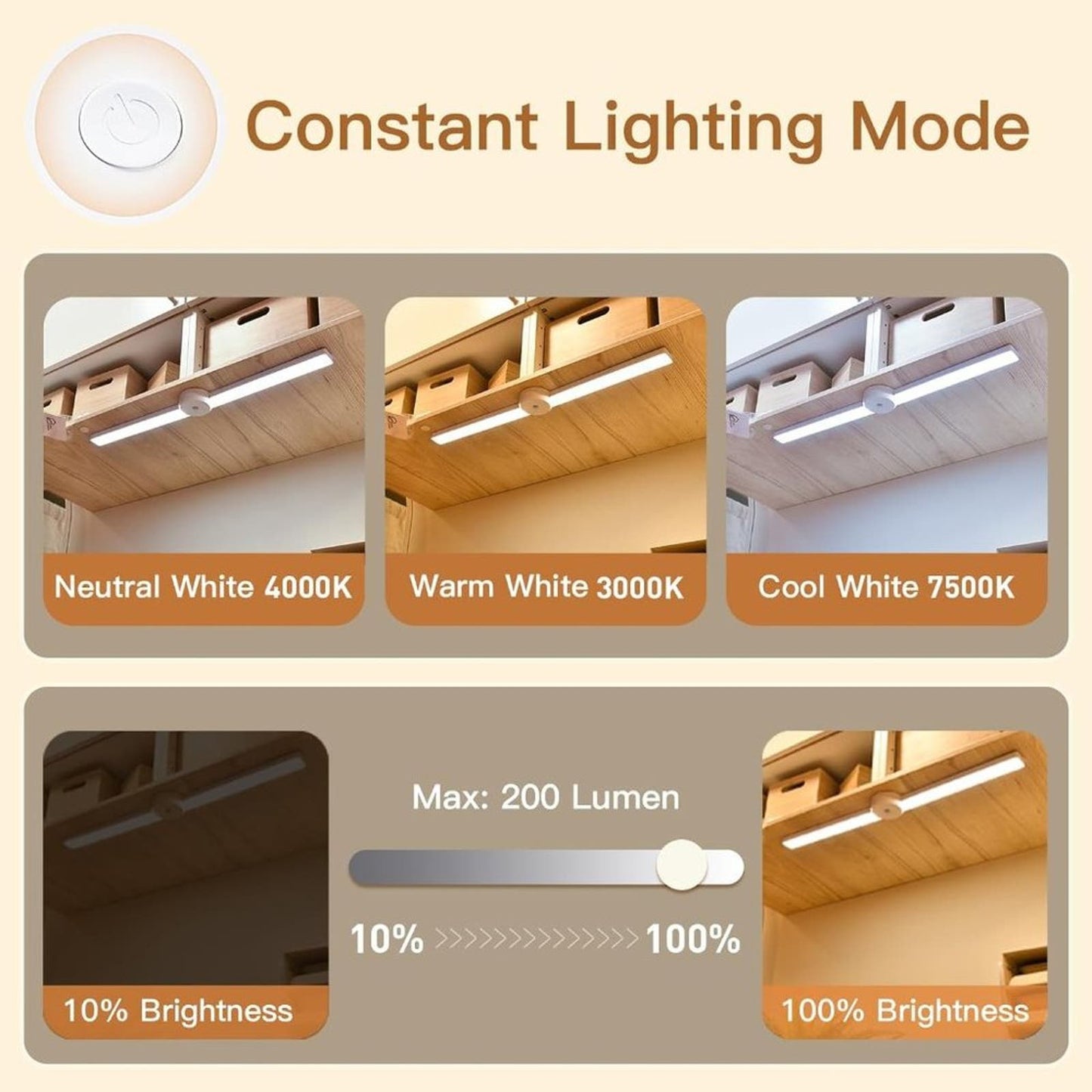 Under Cabinet Light Closet Light Wireless Foldable, 23.6" Motion Sensor Light