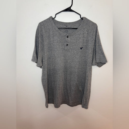 Pre-Owned XL American Eagle Heather Grey Classic Fit Henley Shirt