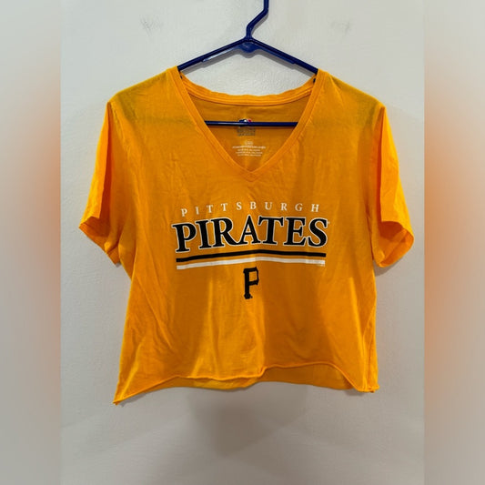 Pre-Owned LG Pittsburgh Pirates Yellow v-Neck Crop Top Shirt