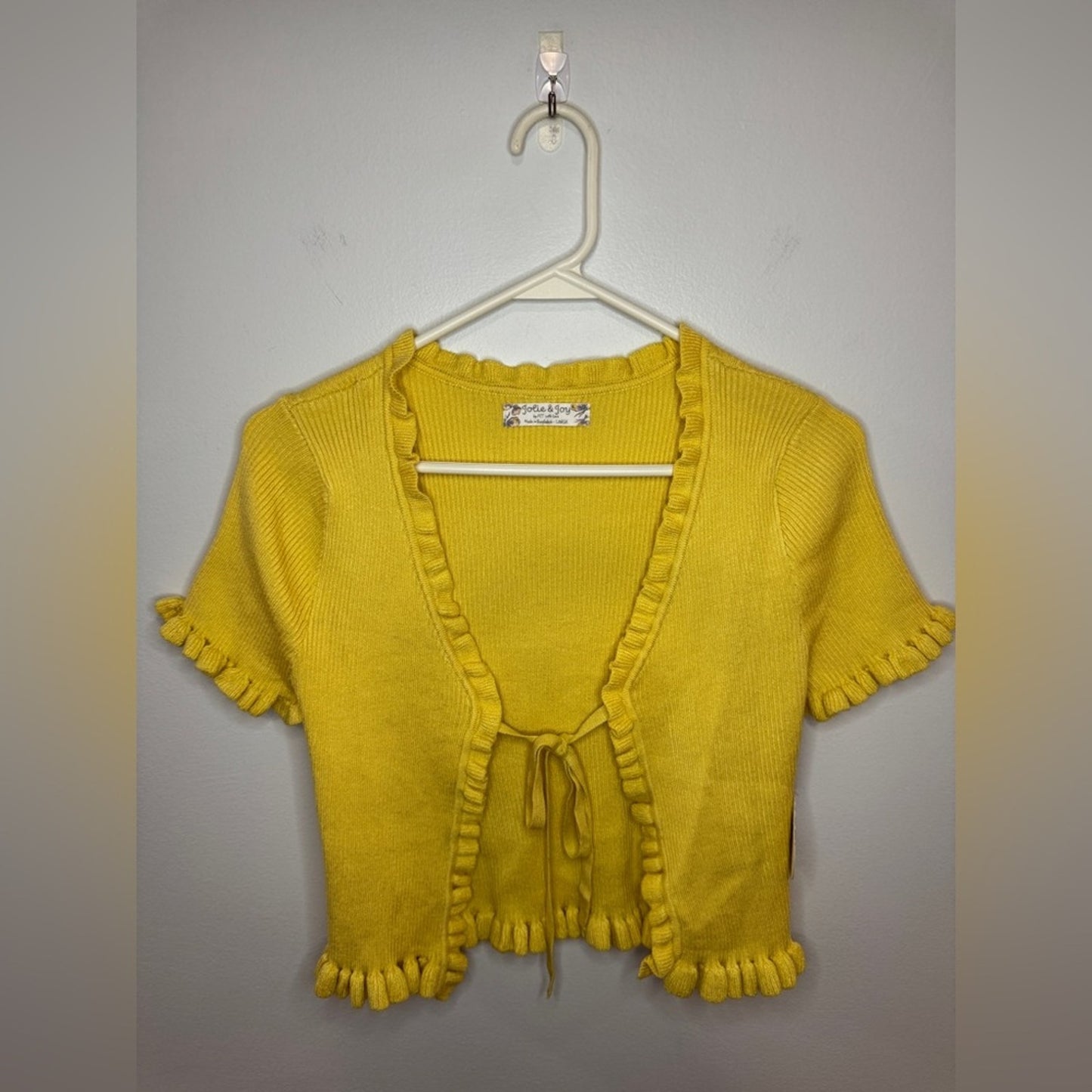 NWT LG Jolie & Joy Yellow Ribbed Sweater