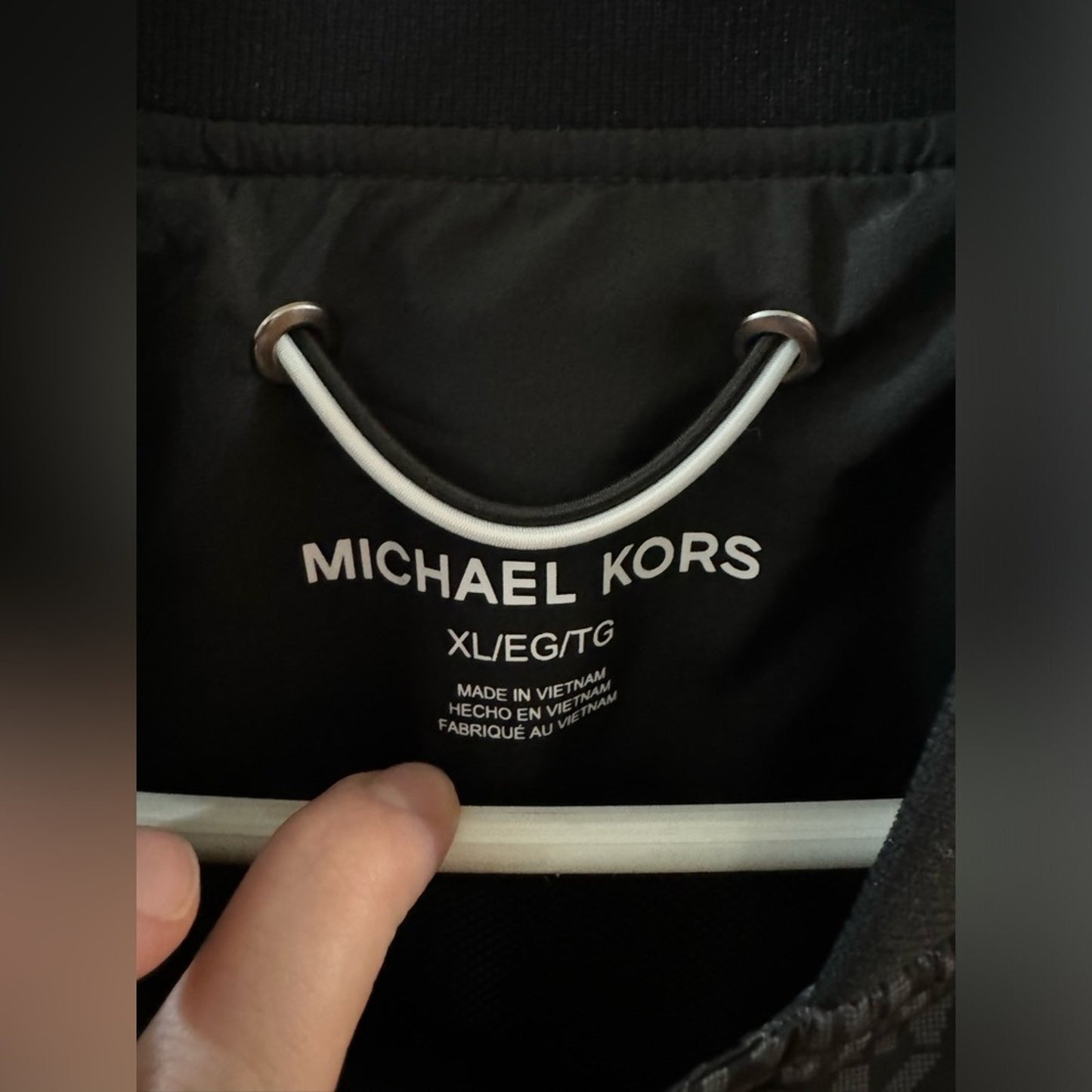 Pre-Owned XL Michael Kors Sleeve Stripe Bomber Black/Grey