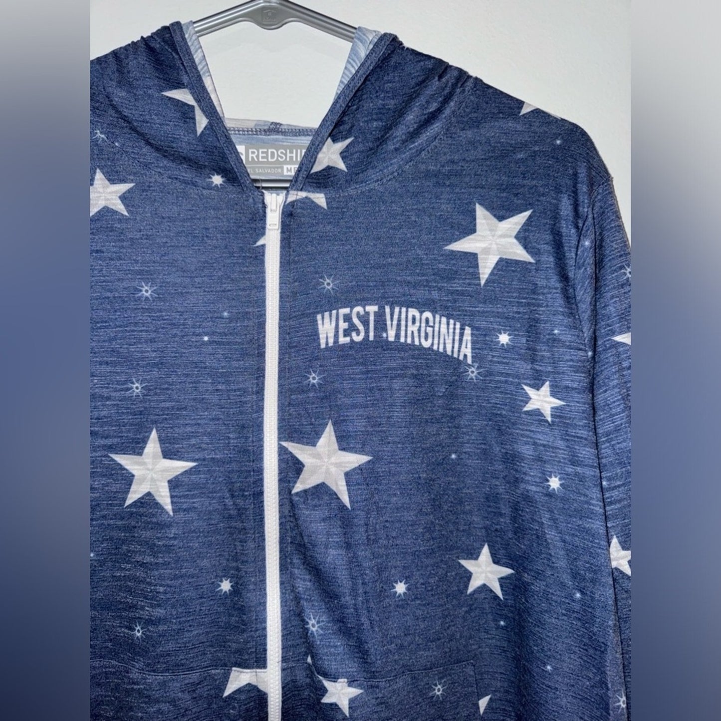 Pre-Owned MD Redshirt Blue Star Zip Up WVU West Virginia Hoodie