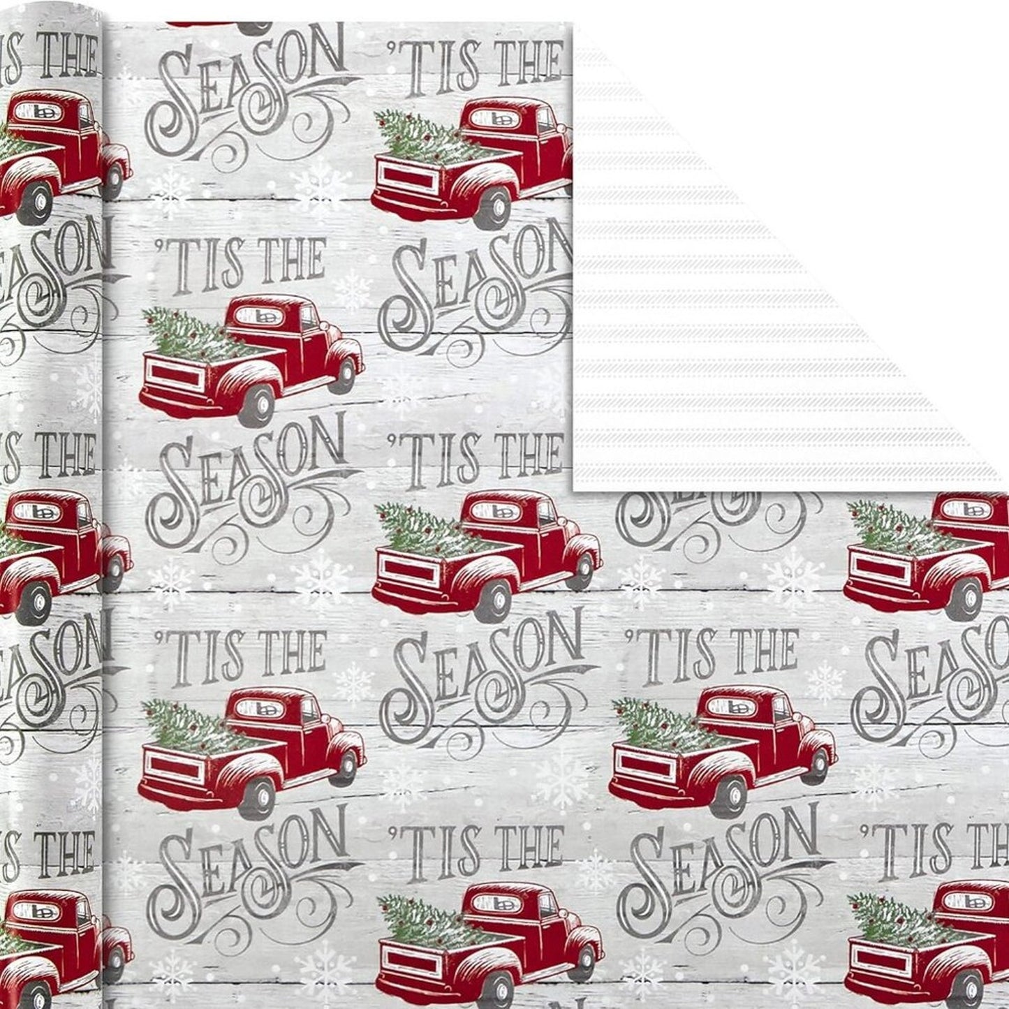 Hallmark Holiday Reversible Wrapping Paper Bundle, Rustic Christmas, Pack of 3