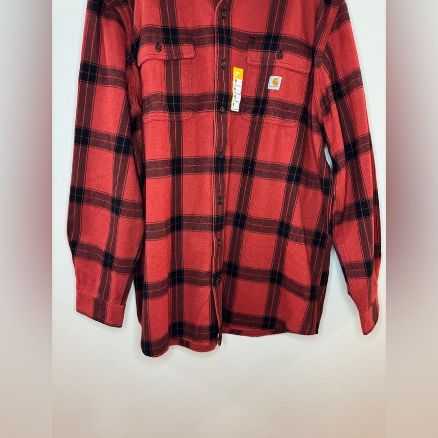 NWT XL Tall Carhartt Red and Black Heavyweight Loose Fit Flannel