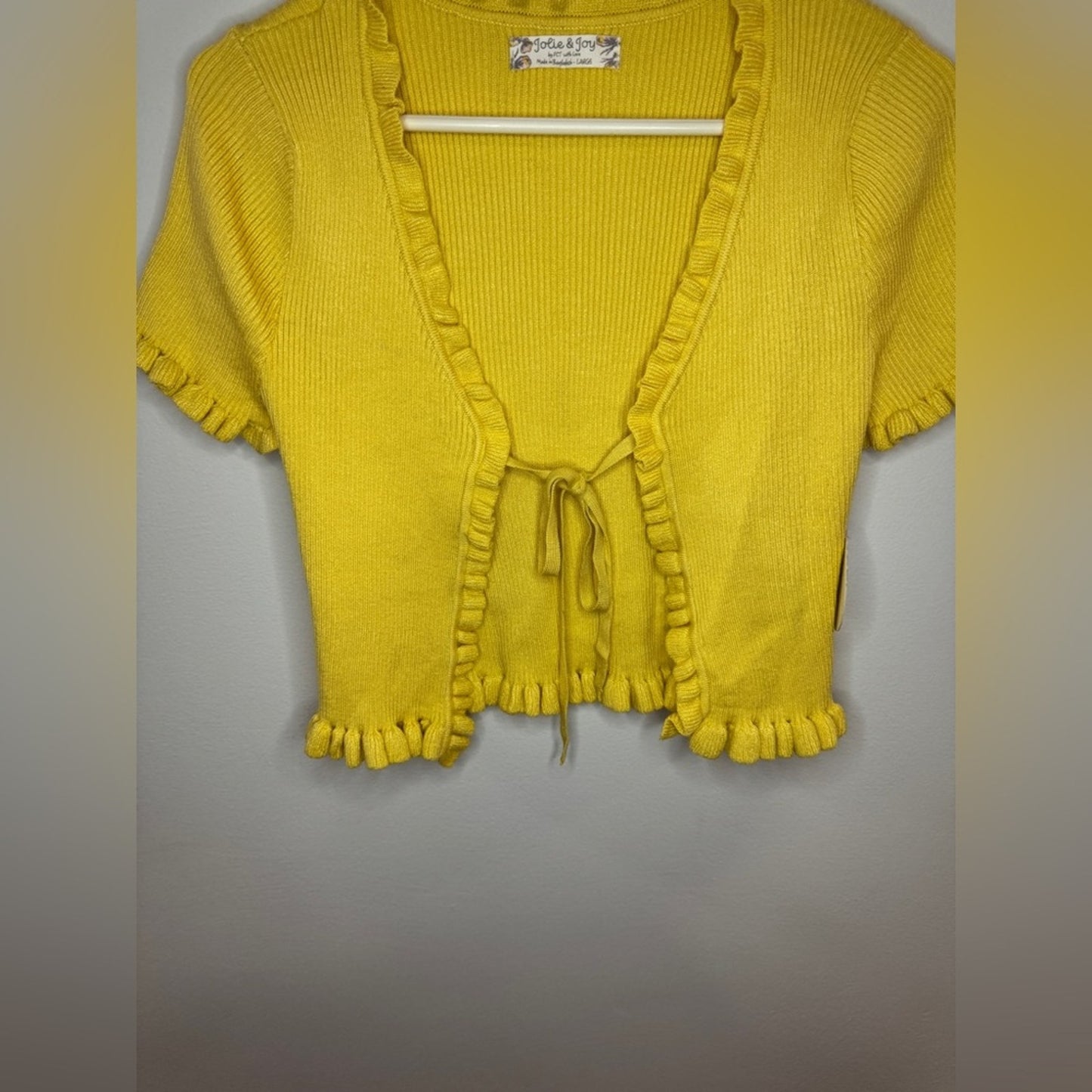 NWT LG Jolie & Joy Yellow Ribbed Sweater