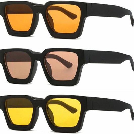 3PK Square Sunglasses for Women Men Thick Frame Sunglasses Retro Designer