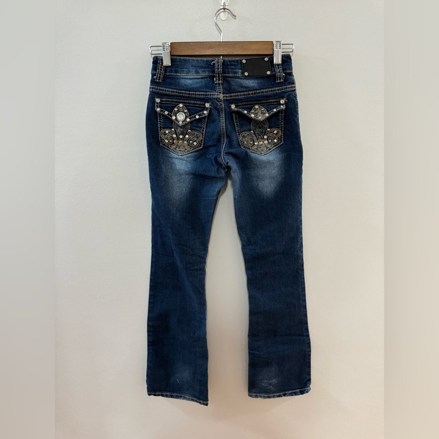 Pre-Owned Size 12 Rodeo Girl Dark Blue Rhinestone Embellished Jeans