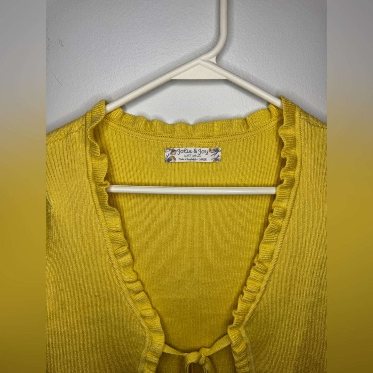 NWT LG Jolie & Joy Yellow Ribbed Sweater