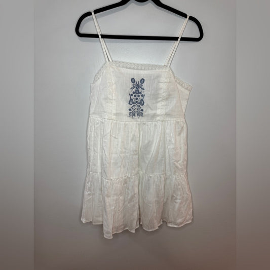 NWT SM Rue21 White with Blue Embroidered Pattern Dress