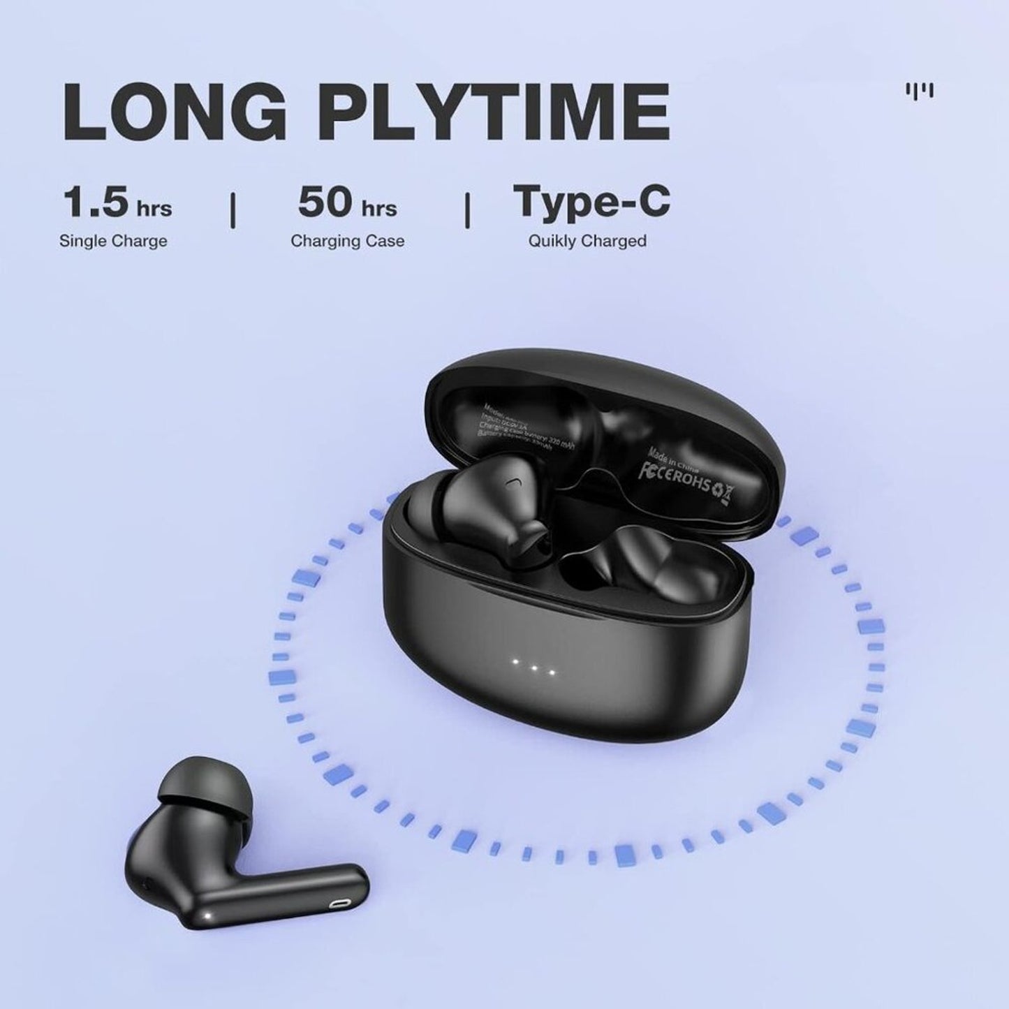 A40 Pro Wireless Earbuds, 50Hrs Playtime Bluetooth Earbuds Built in Noise Cancel