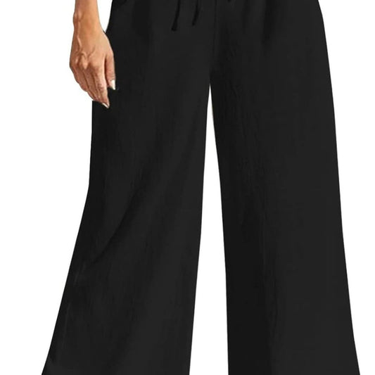 LG Women Wide Leg Linen Pants, High Waisted Summer Casual Cotton Linen Palazzo