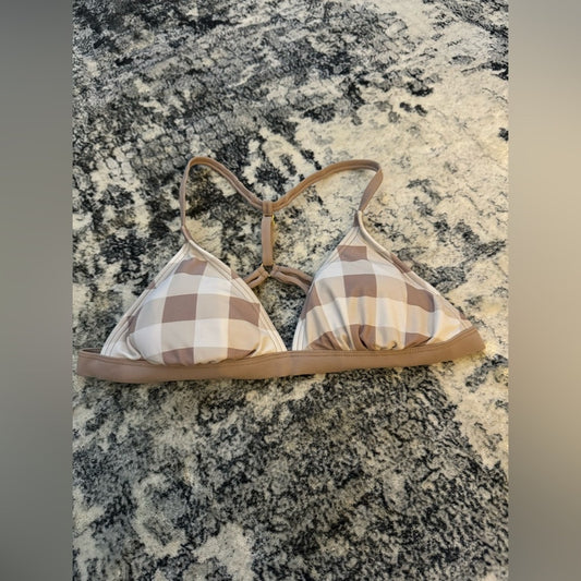 Pre-Owned MD Xhilaration Brown and White Checker Print Bikini Top