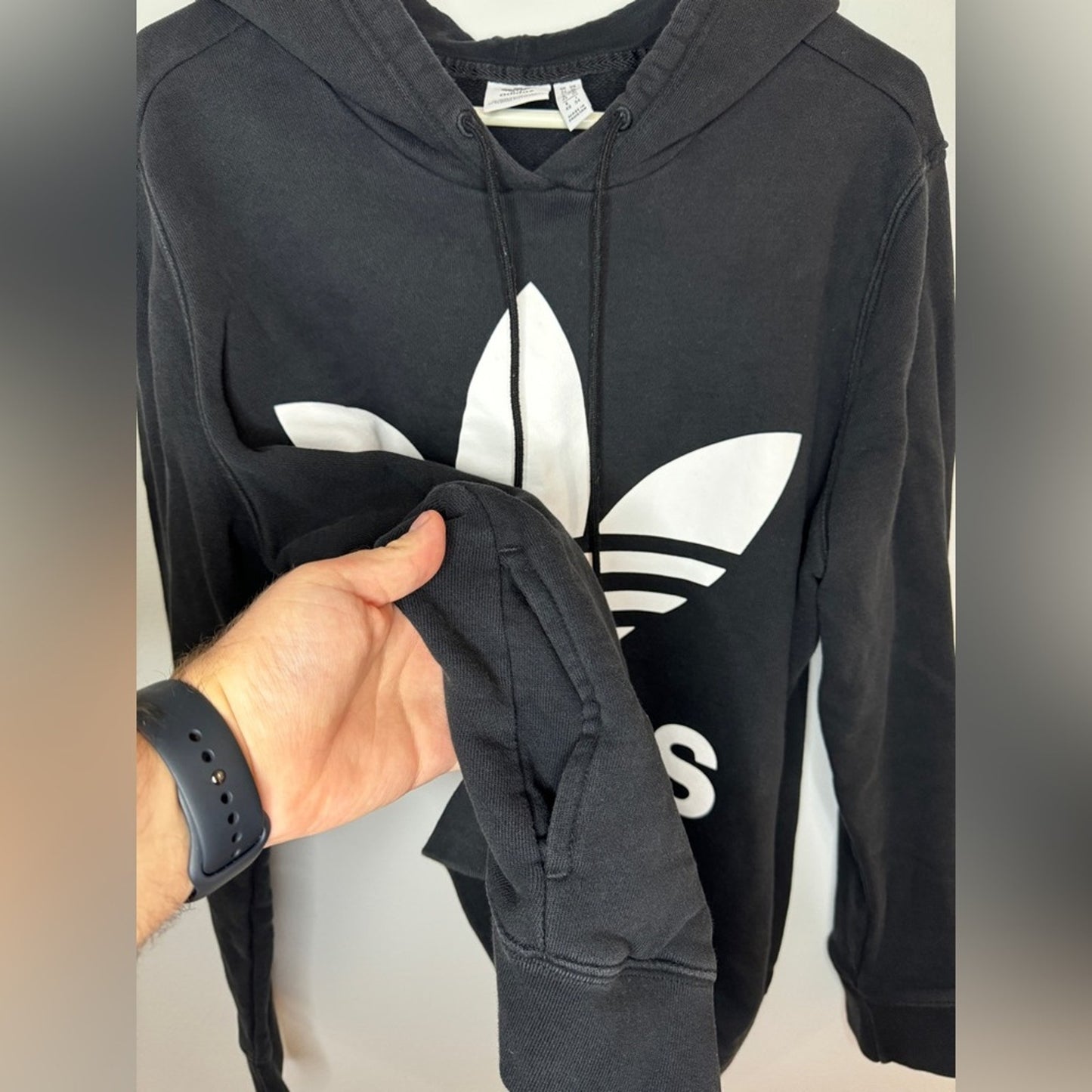 Pre-Owned XL Adidas Black Graphic Logo Heavy Weight Hoodie