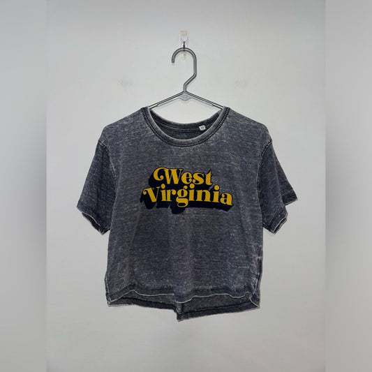 Pre-Owned MD Press Box by Royce Apparel Grey Vintage Look WVU Crop Top T-Shirt