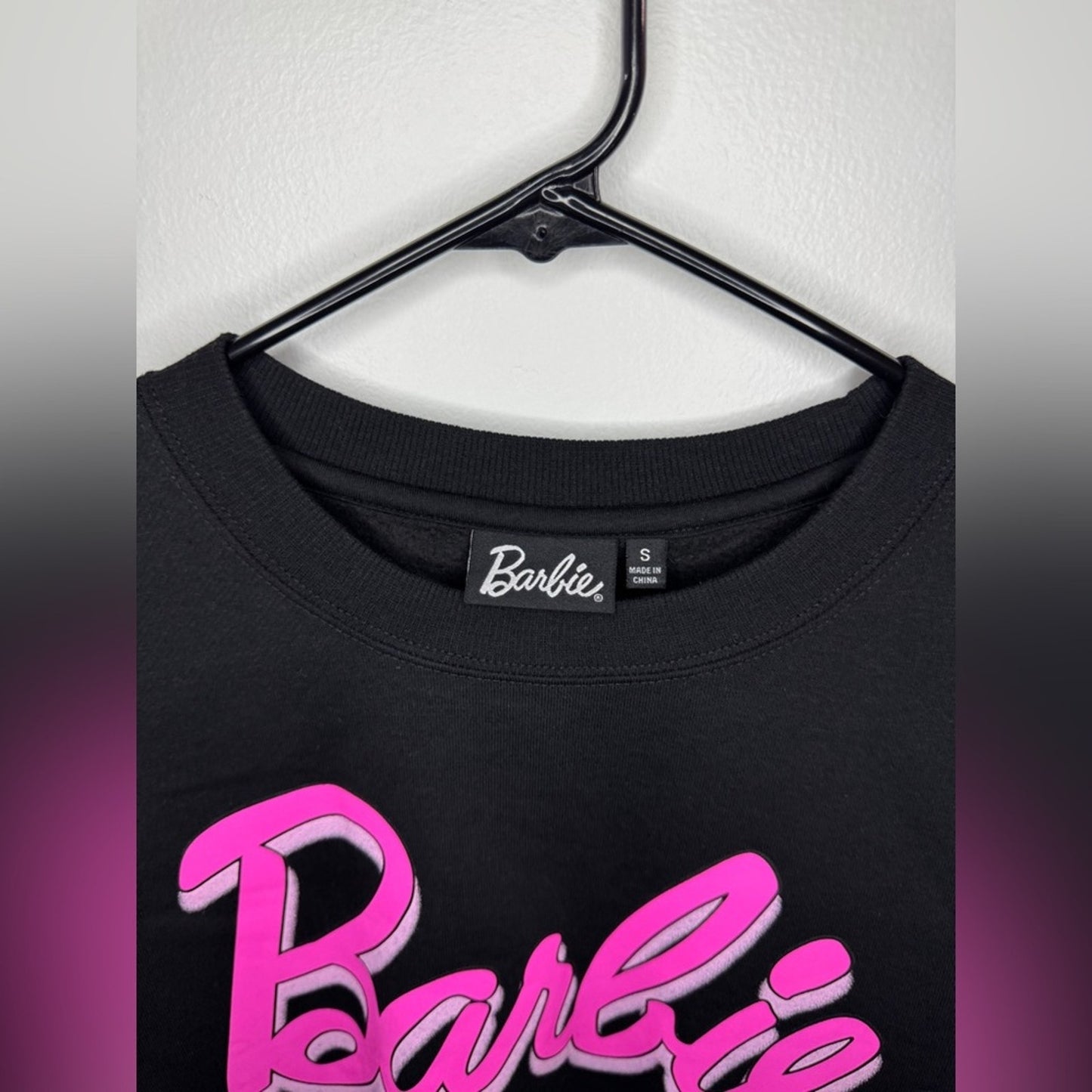 Pre-Owned SM Barbie Pink Logo Black Crewneck Sweatshirt