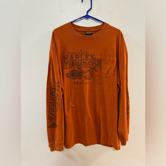 XL Harley Davidson Orange Pocket Graphic Grand Junction CO Long Sleeve Shirt