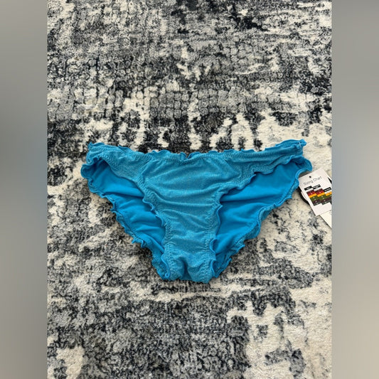 NWT LG No Boundaries Blue Sparkle Ruffle Bikini Bottom