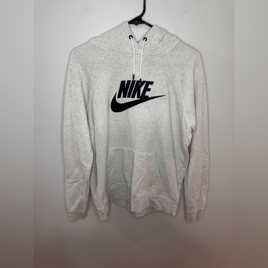 Pre-Owned LG Nike Light Heather Grey Graphic Logo Pullover Hoodie