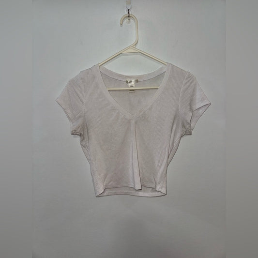 Pre-Owned LG Women’s Bozzolo White Ribbed V-Neck T-Shirt